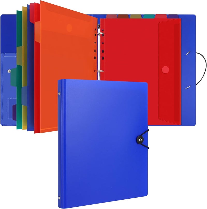 Uquelic A4 Binder, Folio Document Organizer with 12 Pockets, 3 Ring Folder Letter Size/A4, Cute Life Binder for Paper, Files, Photos, Letters, Cards(Blue) - Image 1